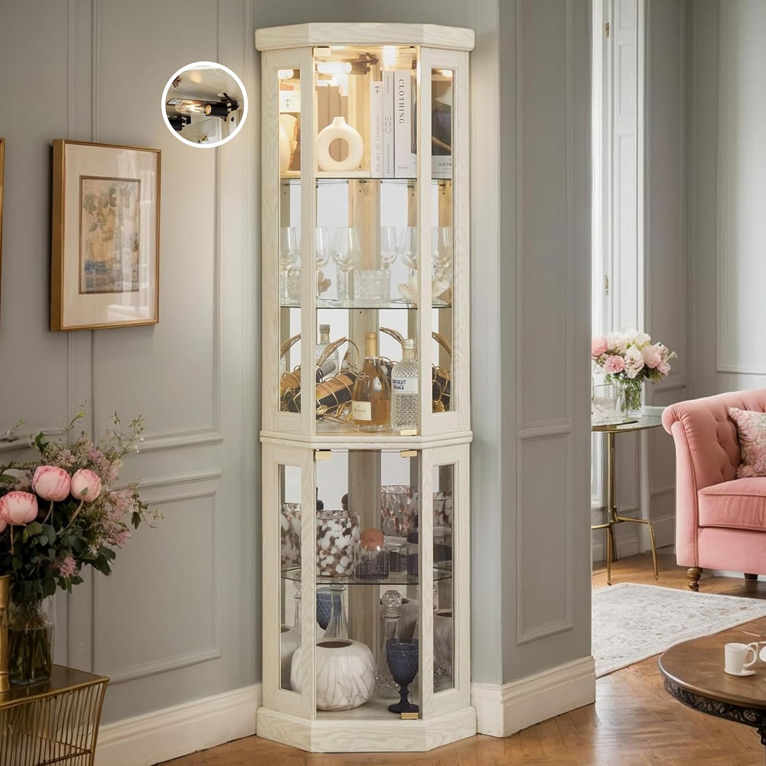Glass Cabinet Display - Corner Curio Cabinet, 70