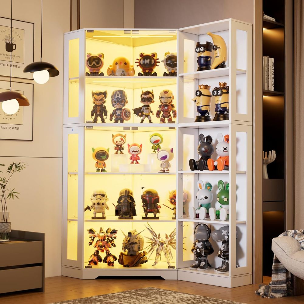 Glass Cabinet Display - 5-Tier Glass Display Cabinet with 3
