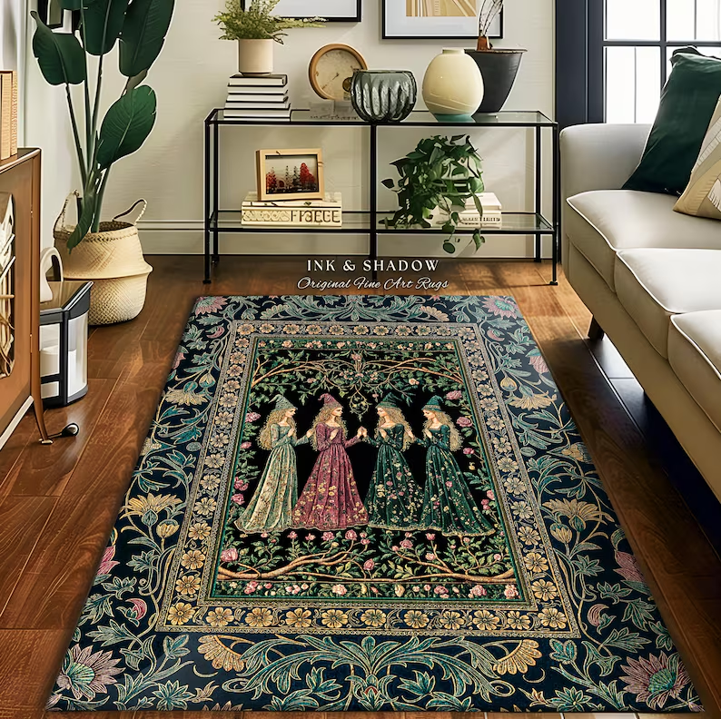 Dance Pad Machine - Vintage Four Witches Dancing Area Rug