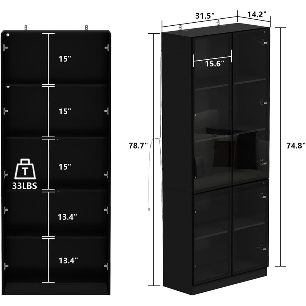Tall Glass Door LED Lighted Di - Glass Cabinet Display ulasan dan harga