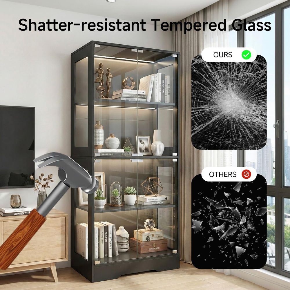 Dual-Tier Glass Display Cabine - Glass Cabinet Display ulasan dan harga