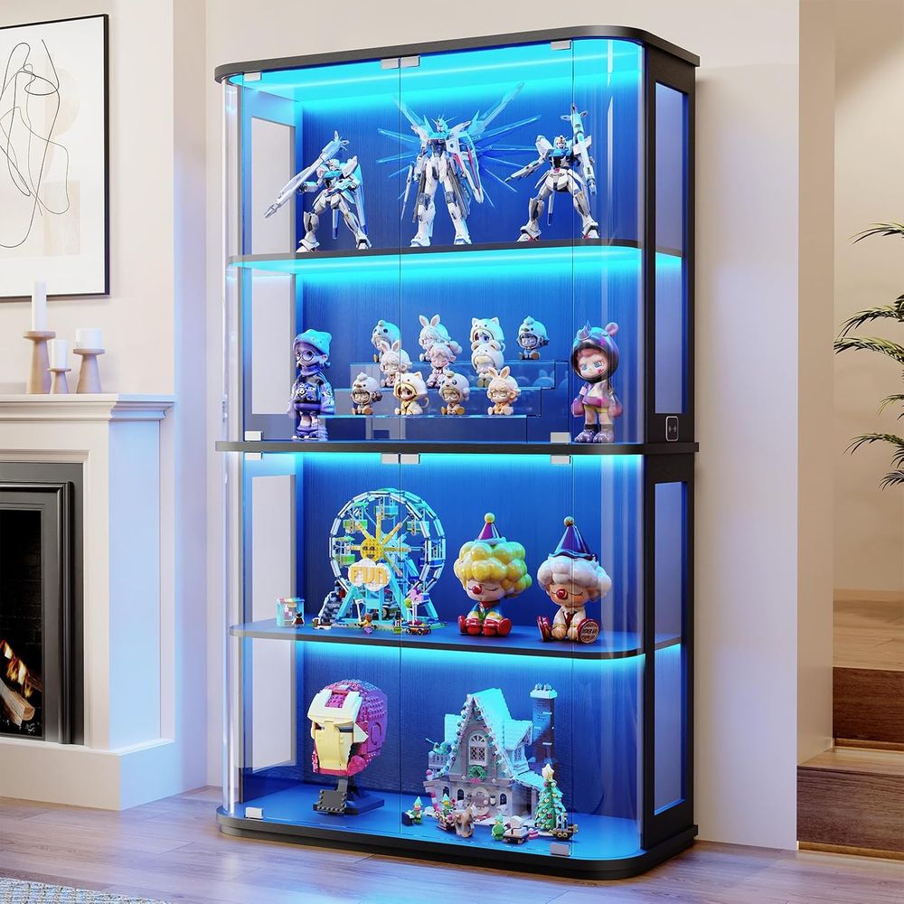 4-Tier Glass Display Cabinet w - Glass Cabinet Display ulasan dan harga