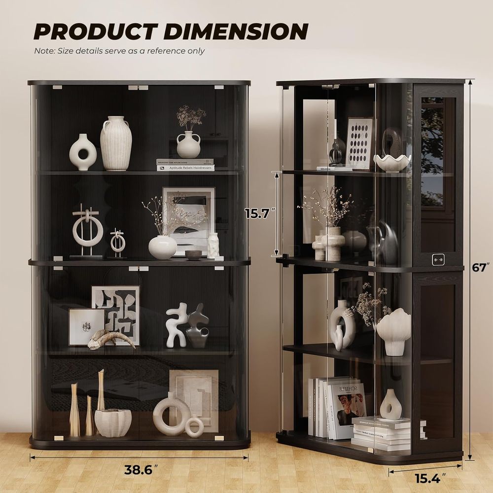 4-Tier Glass Display Cabinet w - Glass Cabinet Display ulasan dan harga