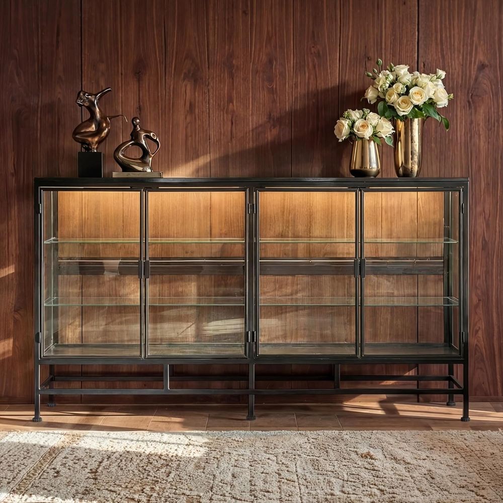 64 Metal Framed Glass Door Dis - Glass Cabinet Display ulasan dan harga