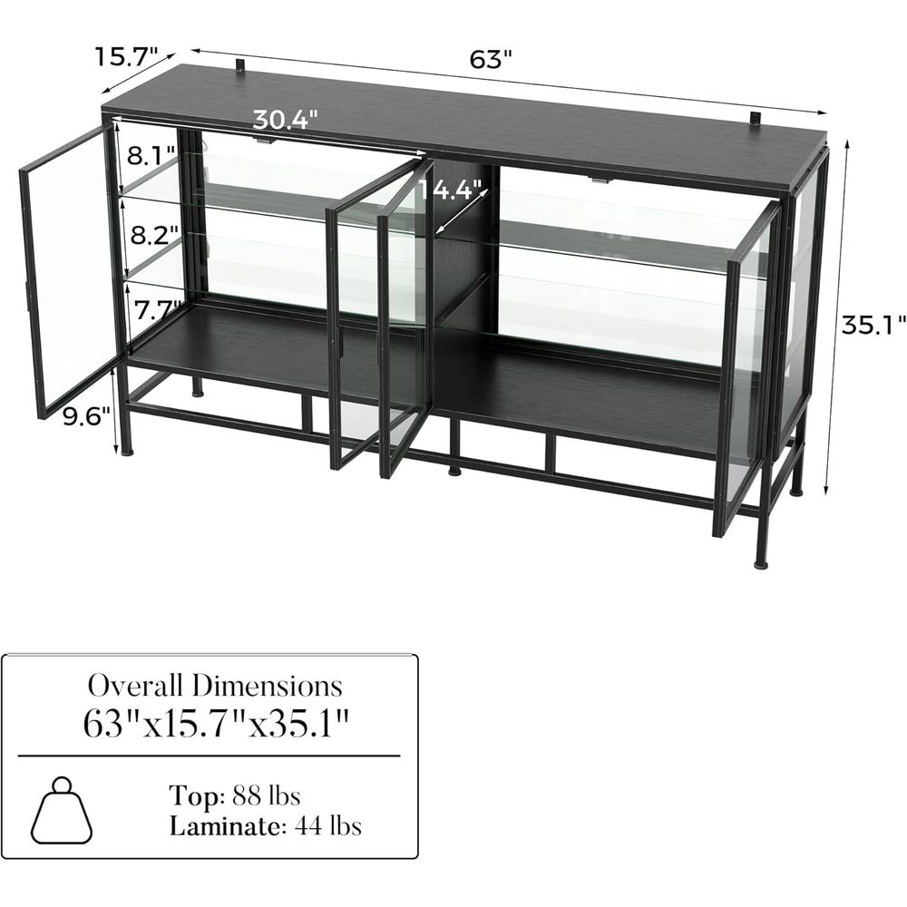 64 Metal Framed Glass Door Dis - Glass Cabinet Display ulasan dan harga