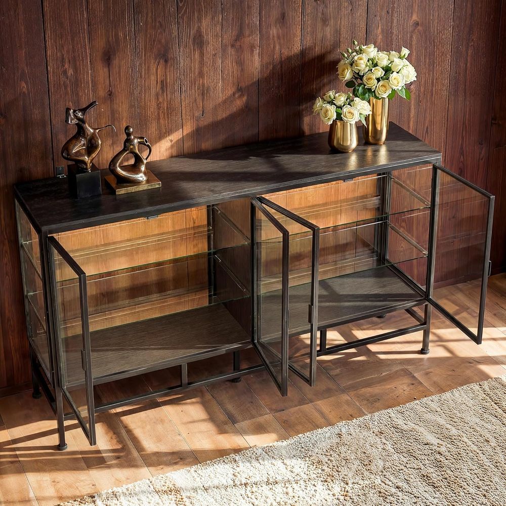 64 Metal Framed Glass Door Dis - Glass Cabinet Display ulasan dan harga
