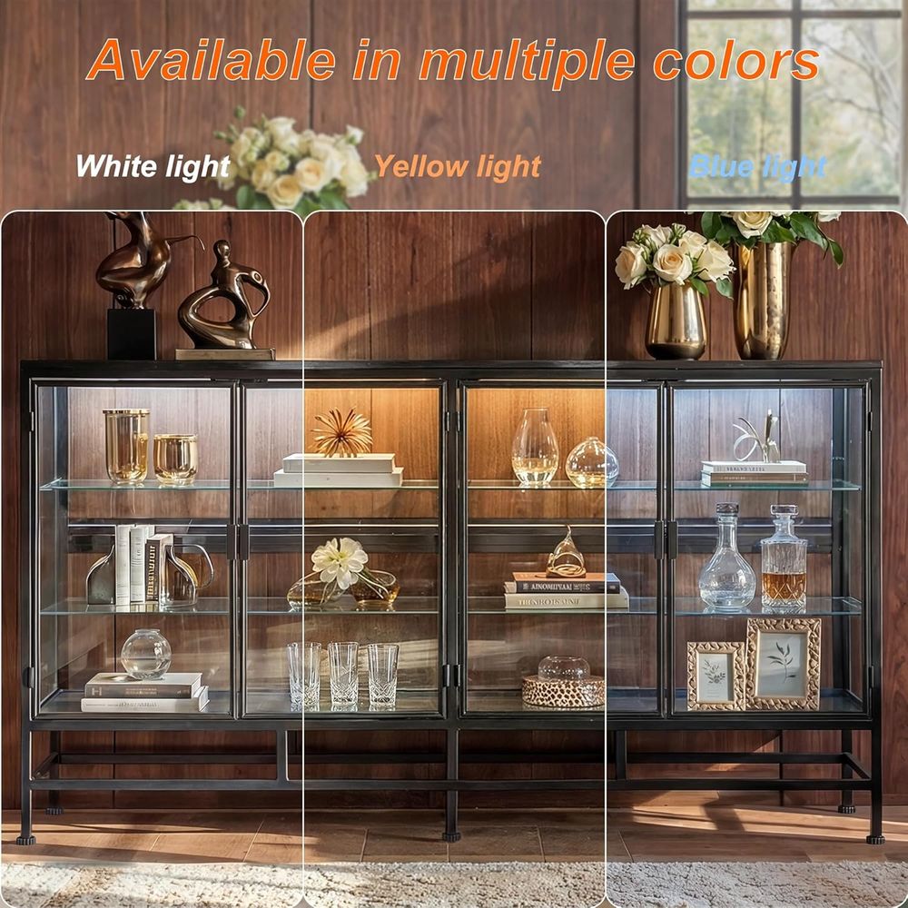 64 Metal Framed Glass Door Dis - Glass Cabinet Display ulasan dan harga