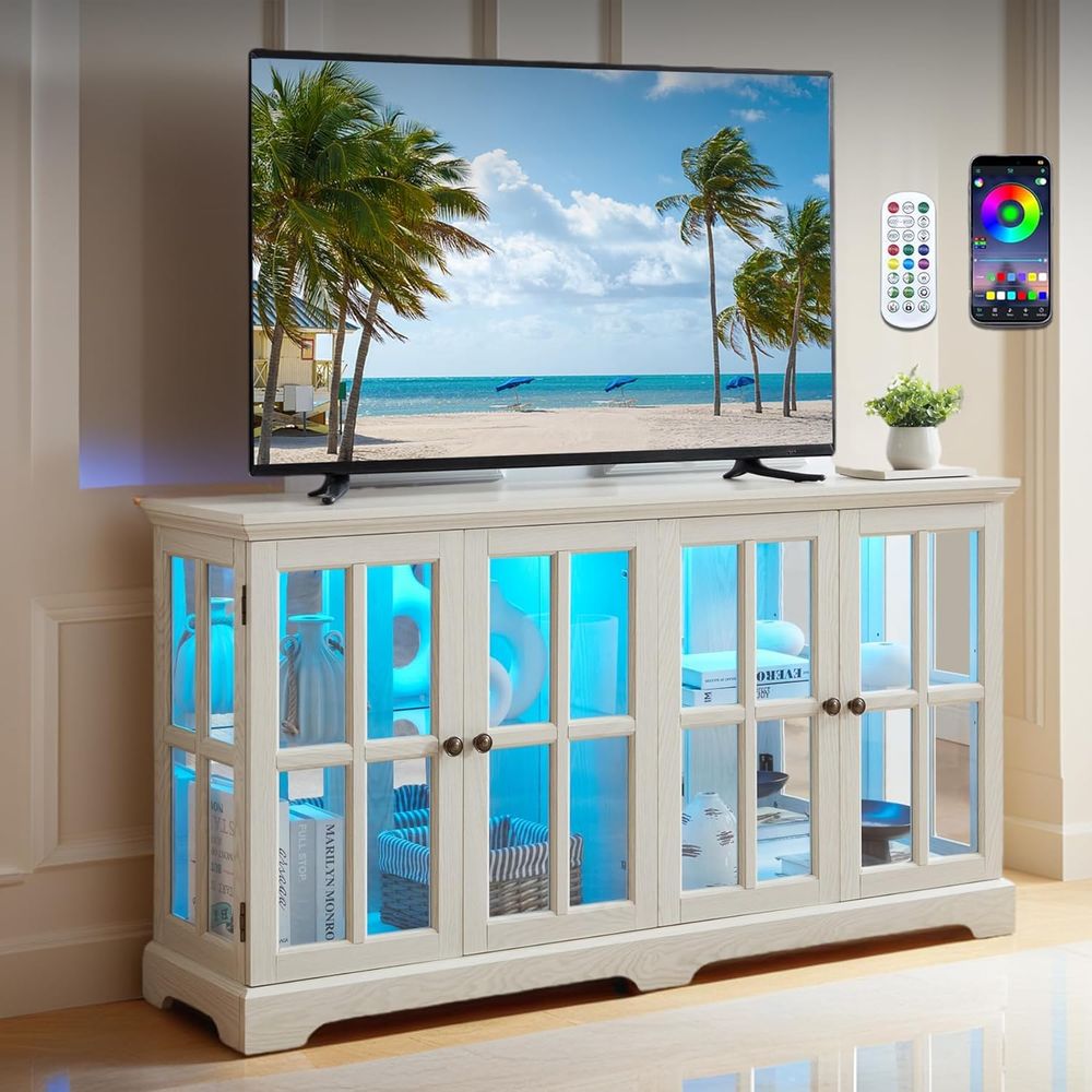LED-Illuminated 59 White Curio - Glass Cabinet Display ulasan dan harga