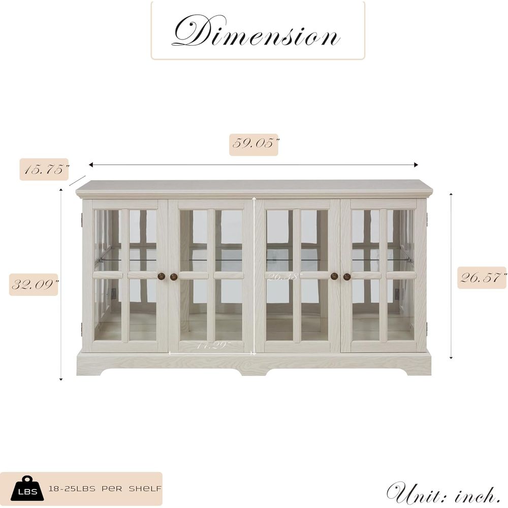 LED-Illuminated 59 White Curio - Glass Cabinet Display ulasan dan harga