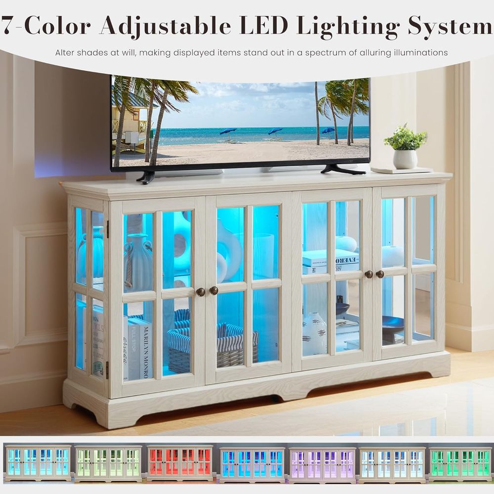 LED-Illuminated 59 White Curio - Glass Cabinet Display ulasan dan harga