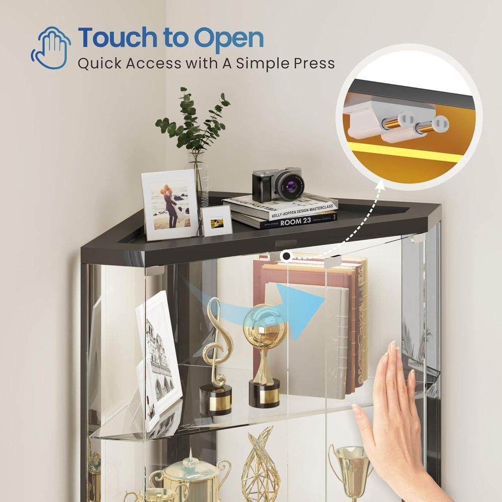69 Black 5-Tier Glass Display  - Glass Cabinet Display ulasan dan harga