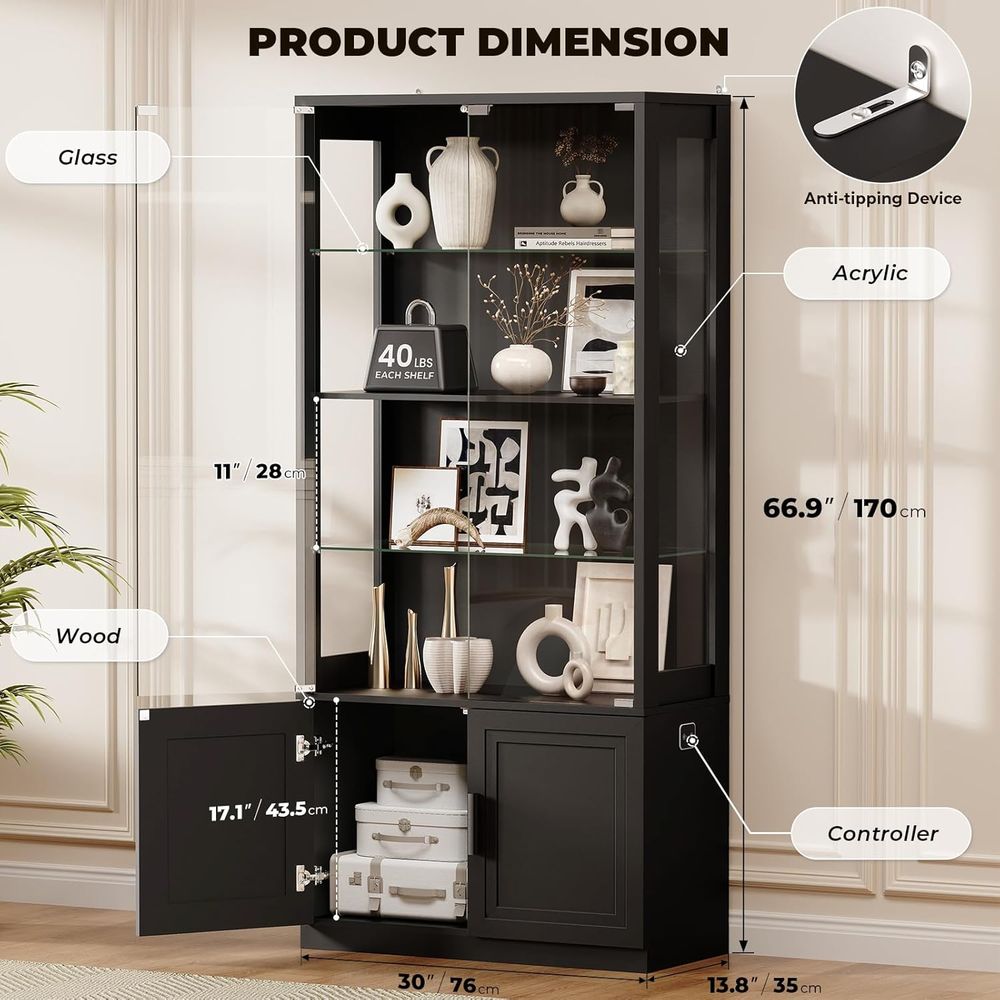 67 4-Tier Glass Display Cabine - Glass Cabinet Display ulasan dan harga