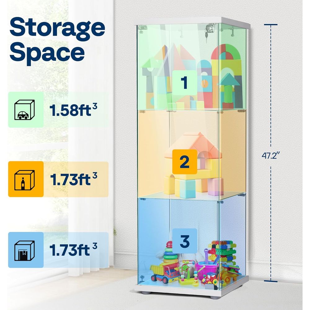 15.7W x 15.7D x 47.2H Tempered - Glass Cabinet Display ulasan dan harga