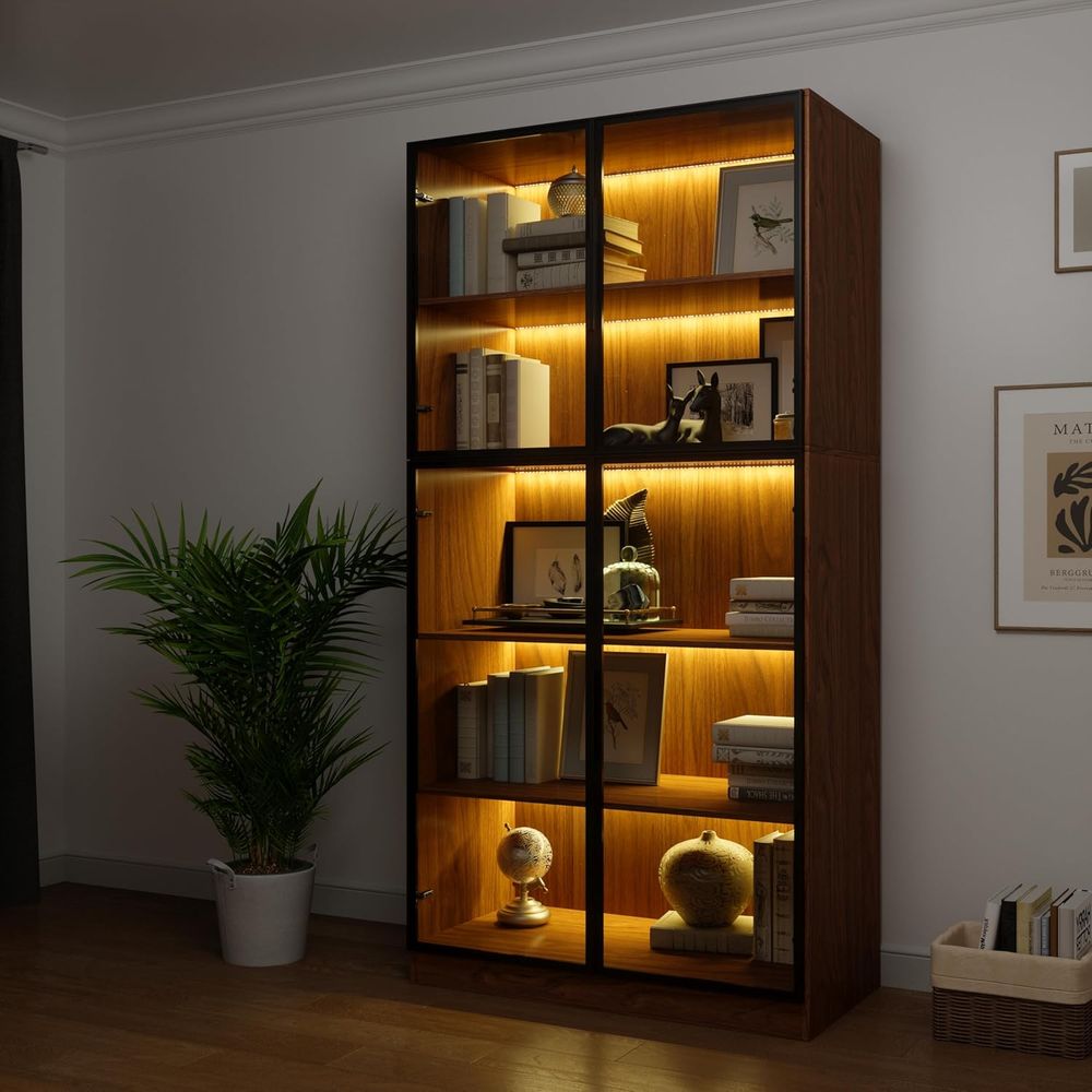 78.7 LED-lit 5-Tier Glass Door - Glass Cabinet Display ulasan dan harga