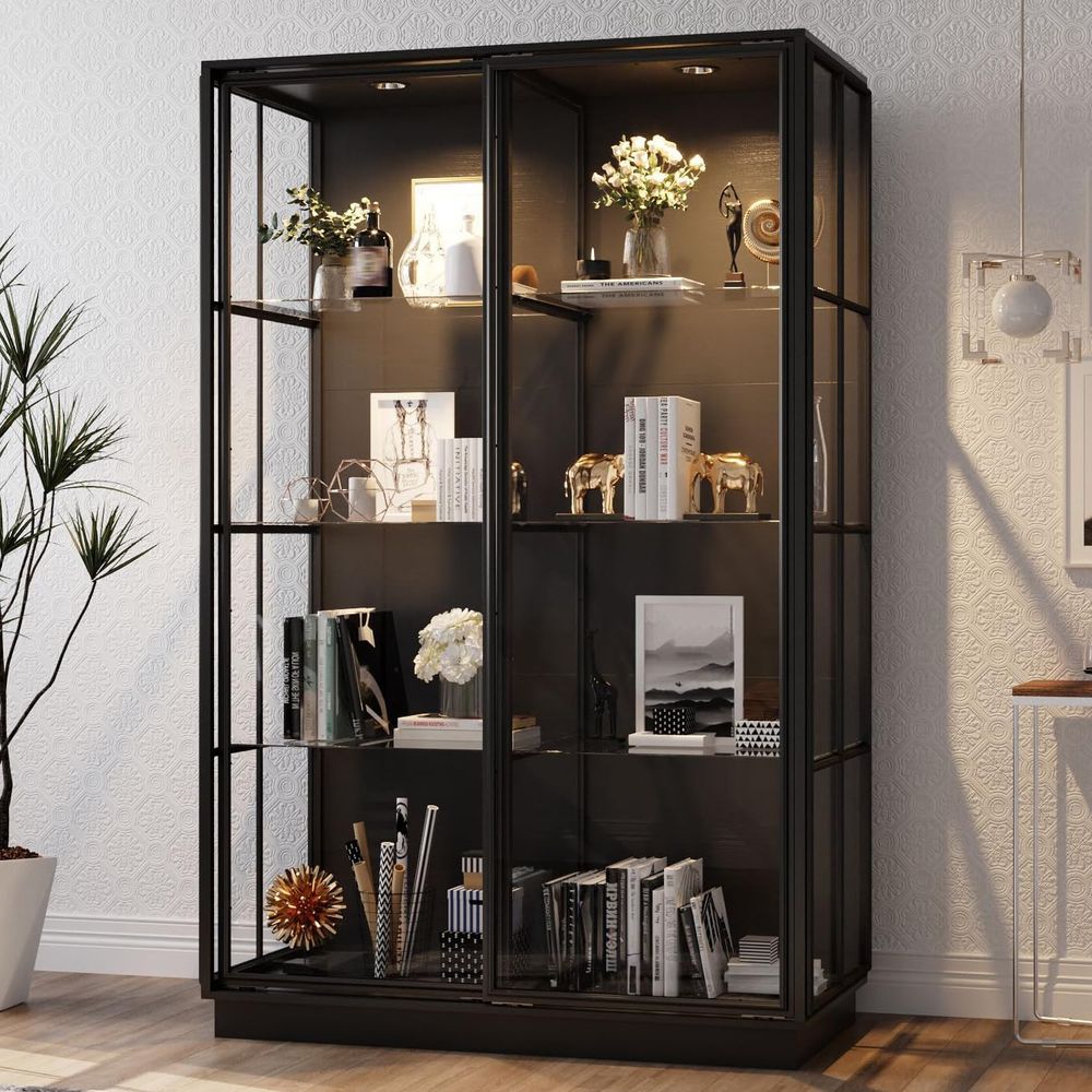 Illuminated Tall Display Cabin - Glass Cabinet Display ulasan dan harga