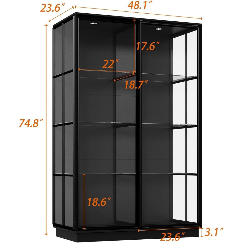 Illuminated Tall Display Cabin - Glass Cabinet Display ulasan dan harga