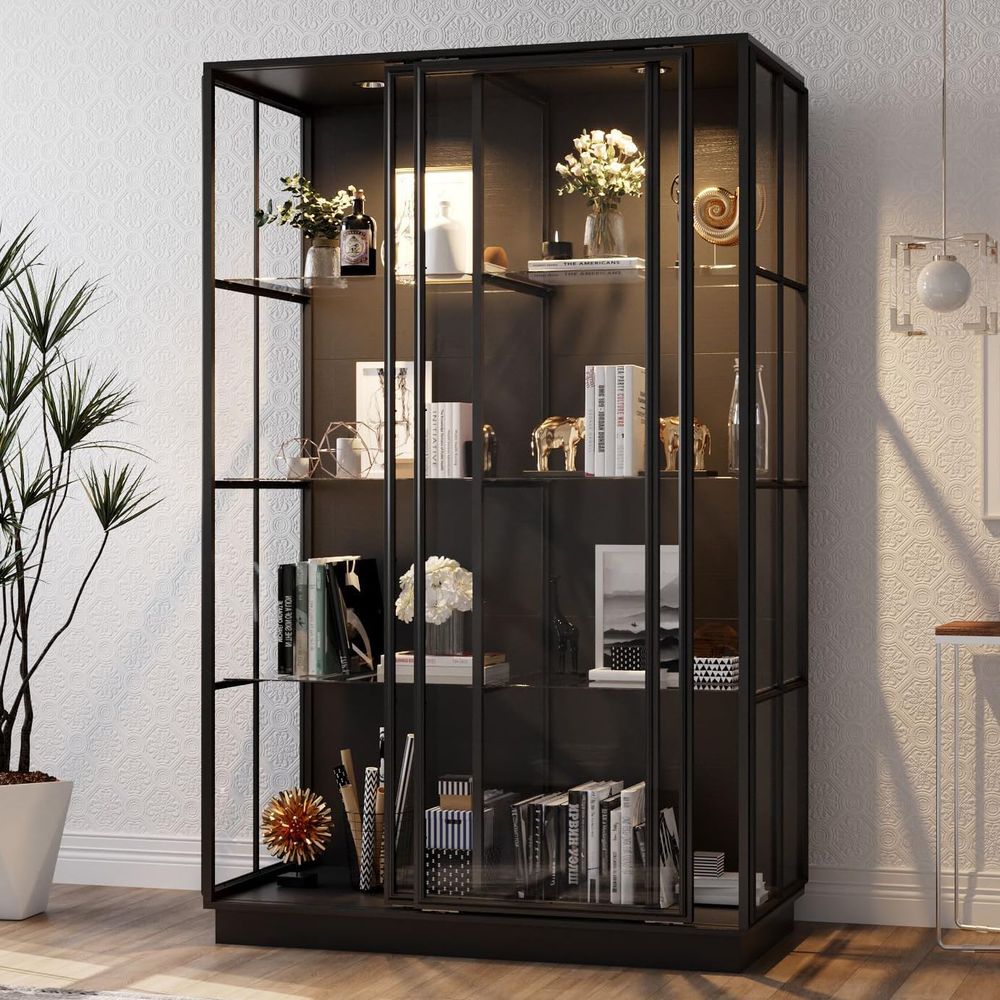 Illuminated Tall Display Cabin - Glass Cabinet Display ulasan dan harga