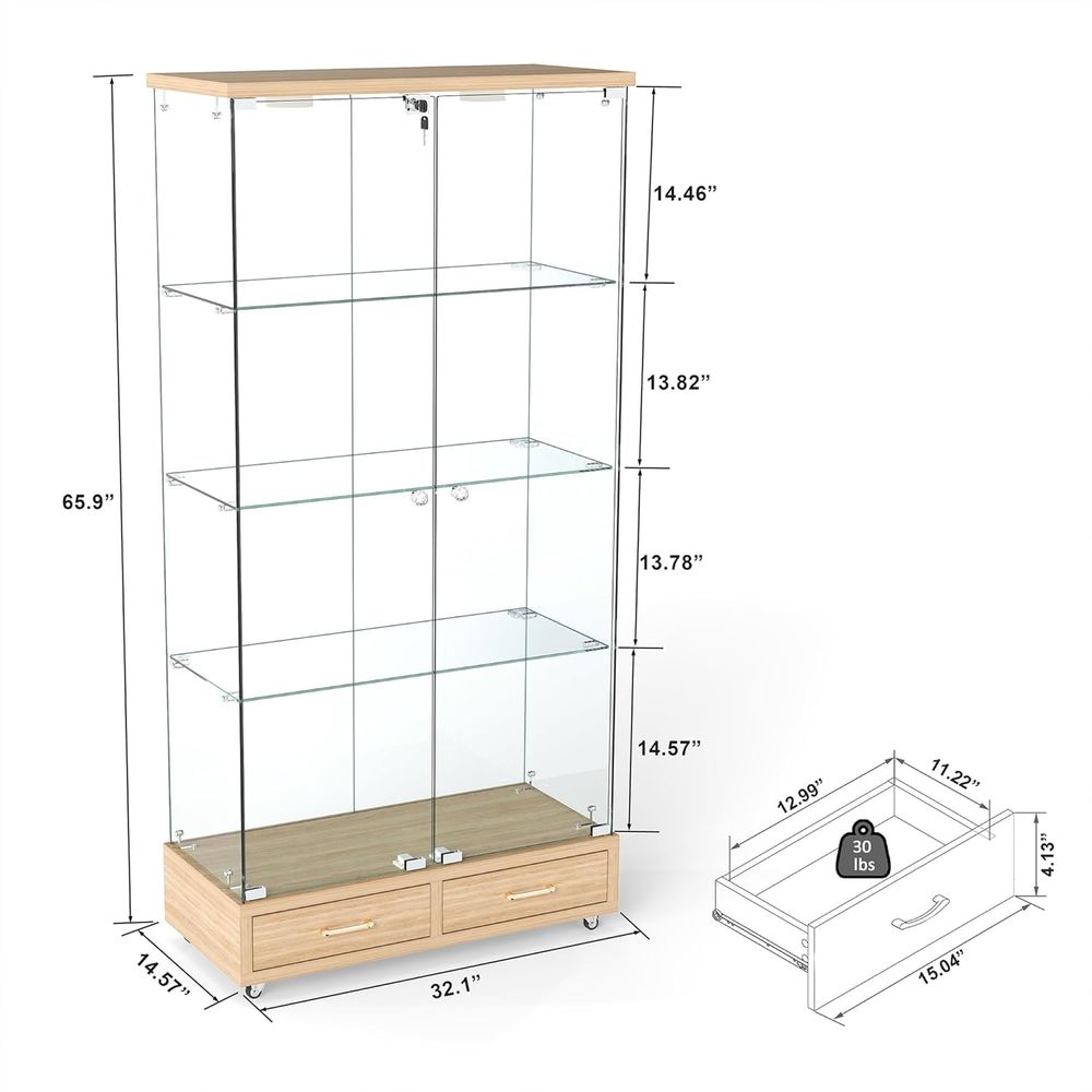 4-Tier Glass Cabinet with LED  - Glass Cabinet Display ulasan dan harga