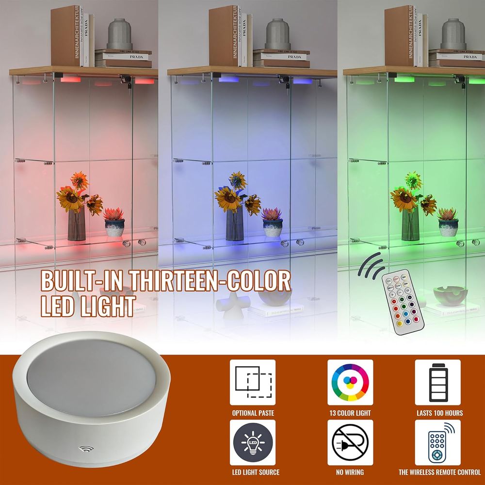 4-Tier Glass Cabinet with LED  - Glass Cabinet Display ulasan dan harga
