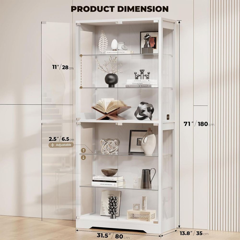 71 6-Tier Glass Door Display C - Glass Cabinet Display ulasan dan harga